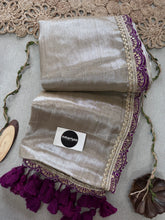 Chiku Wine Designer  Handloom Raga Tissue Saree